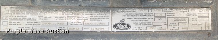 image for item DM7953 2003 Mack CV713 Granite tank truck