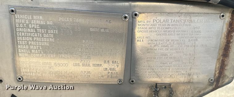 image for item DQ6867 1993 Polar tank trailer