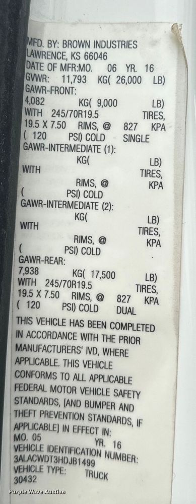 image for item EE7477 2017 Freightliner  Business Class M2 box truck