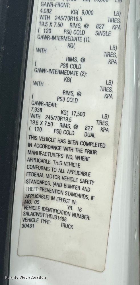 image for item EE7478 2017 Freightliner  Business Class M2 box truck