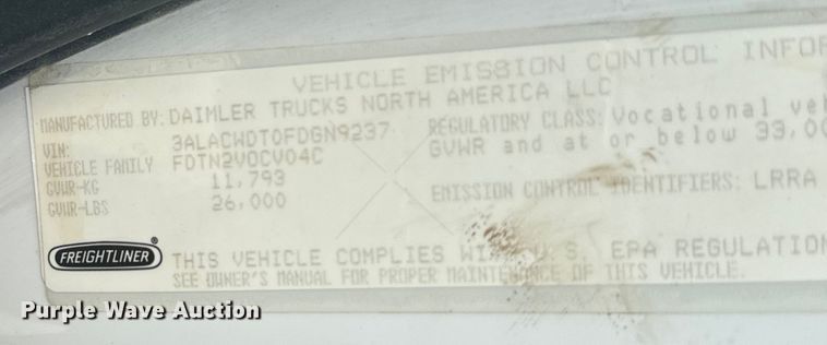 image for item EE7479 2015 Freightliner  Business Class M2 box truck