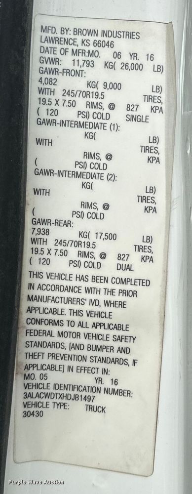 image for item EE7480 2017 Freightliner Business Class M2 box truck