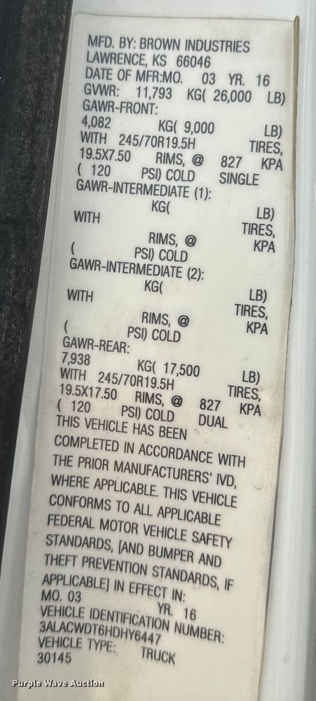 image for item EE7482 2017 Freightliner Business Class M2 box truck