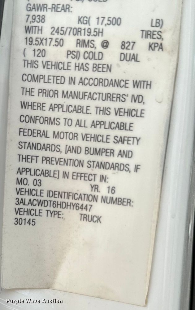 image for item EE7482 2017 Freightliner Business Class M2 box truck