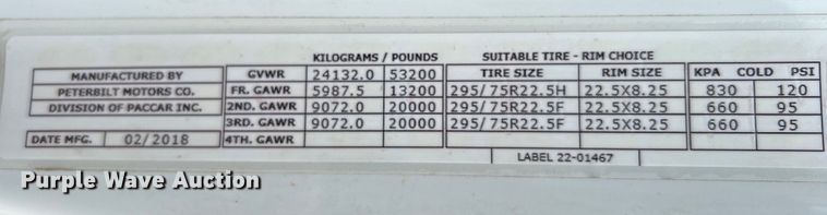 image for item EG0683 2019 Peterbilt  579 semi truck