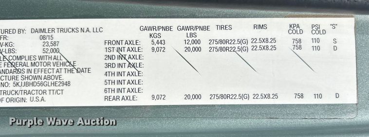 image for item EG0927 2016 Western Star 5700XE  semi truck