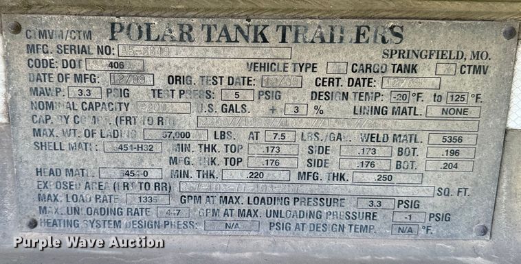 image for item EI4032 2010 Polar tank trailer