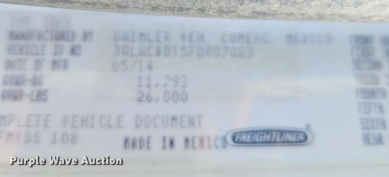 image for item EI8234 2015 Freightliner  M2 106 box truck