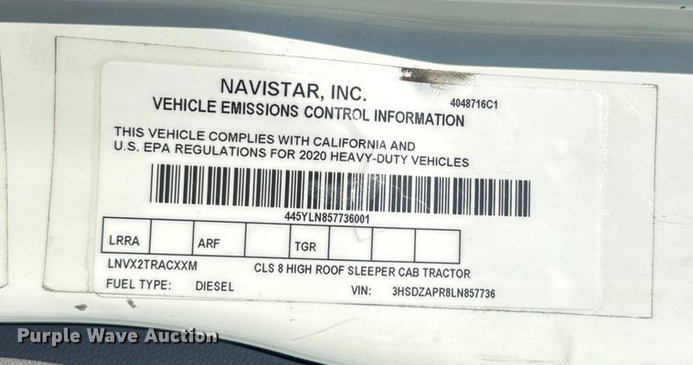 image for item EJ8859 2020 International  LT625  semi truck