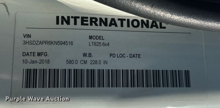 image for item EJ8860 2019 International  LT625  semi truck