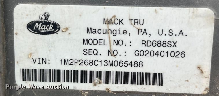 image for item EK8927 2003 Mack RD688SX roll-off container truck