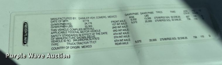 image for item MV9060 2020 Freightliner Cascadia PT126SLP semi truck