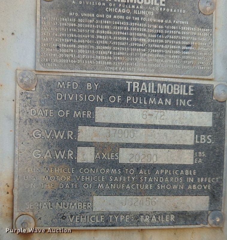 image for item NW9741 1972 Trail mobile dry van trailer