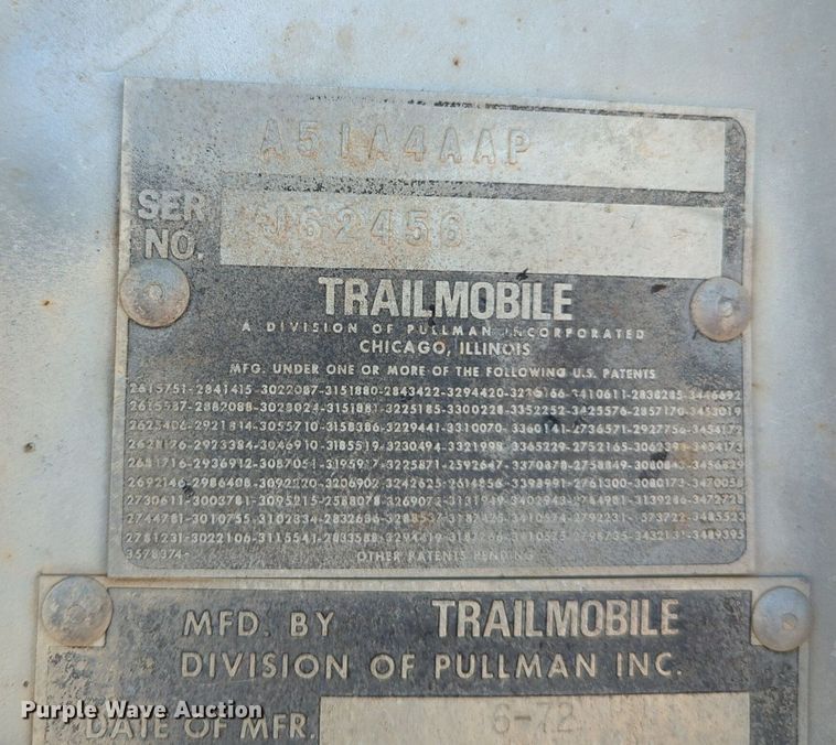 image for item NW9741 1972 Trail mobile dry van trailer