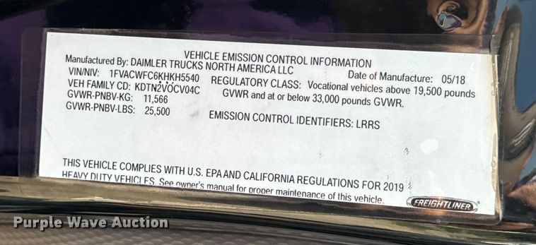 image for item OF9904 2019 Freightliner  Business Class M2 rollback truck