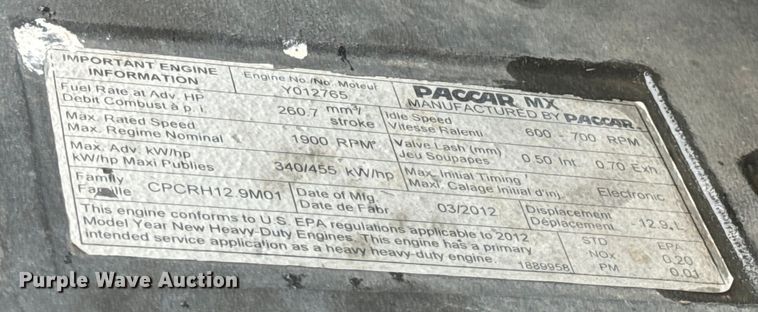 image for item OF9969 2013 Kenworth T660 box truck