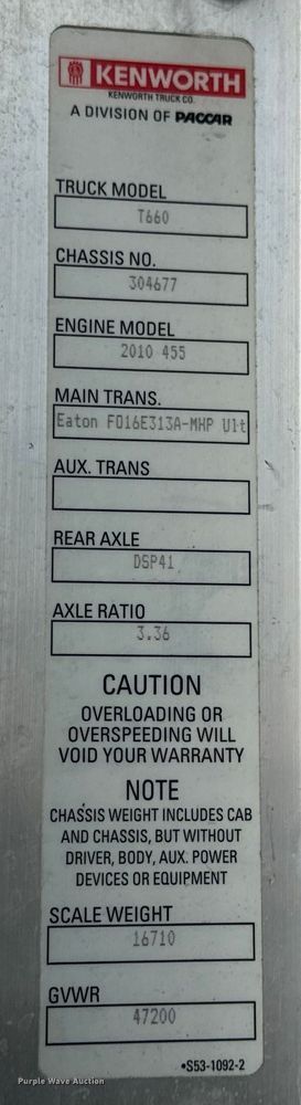 image for item OF9969 2013 Kenworth T660 box truck