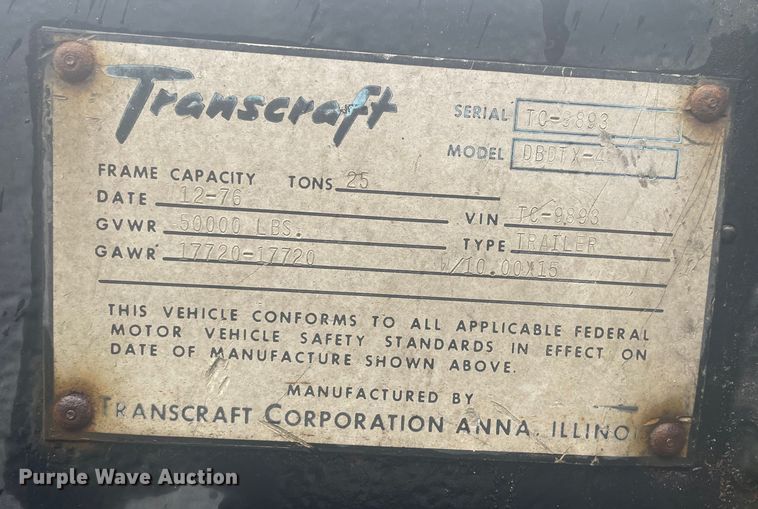 image for item OG9637 1977 Transcraft DBDTX-44 double drop deck trailer