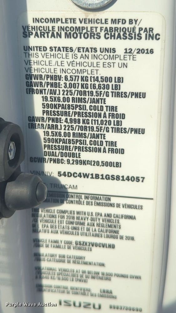 image for item DL1040 2016 Isuzu NPR delivery truck 