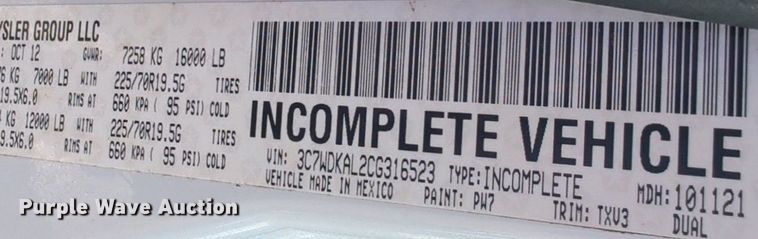 image for item DL1041 2012 Dodge Ram 4500HD bucket truck