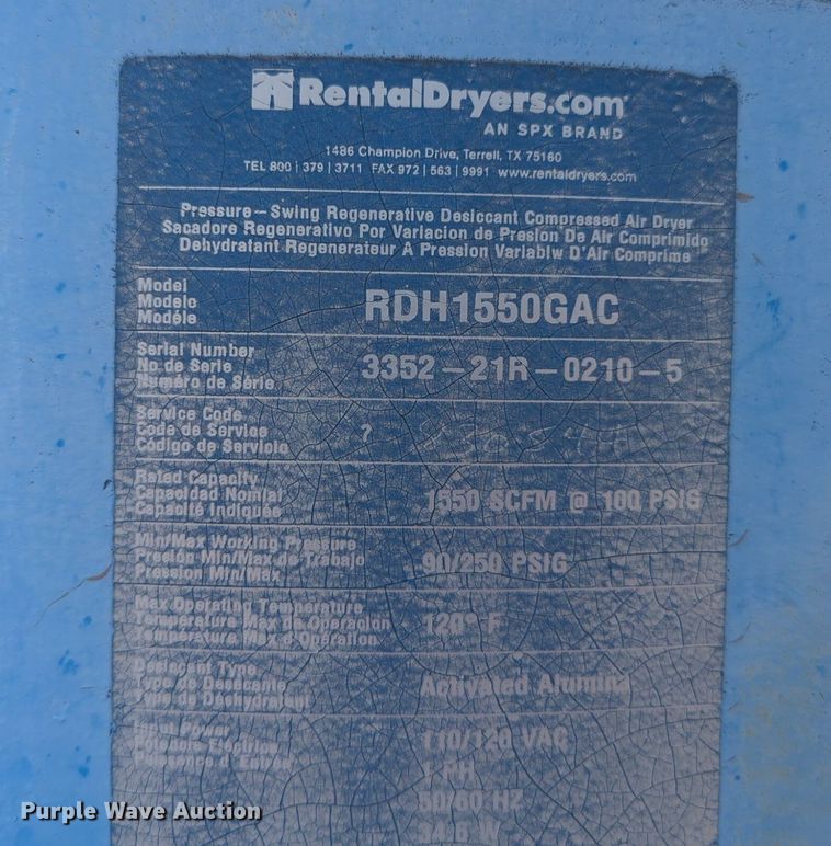 image for item DL1043 Hankison RDH1550GAC air dryer