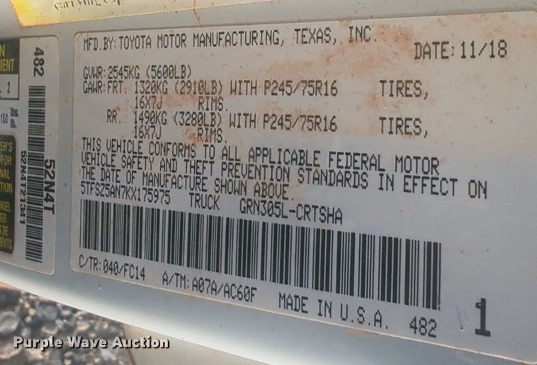 image for item DL1069 2019 Toyota  Tacoma  Access Cab pickup truck