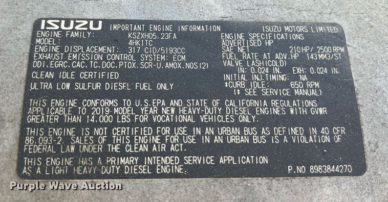 image for item DO2490 2020 Isuzi NRR rollback truck