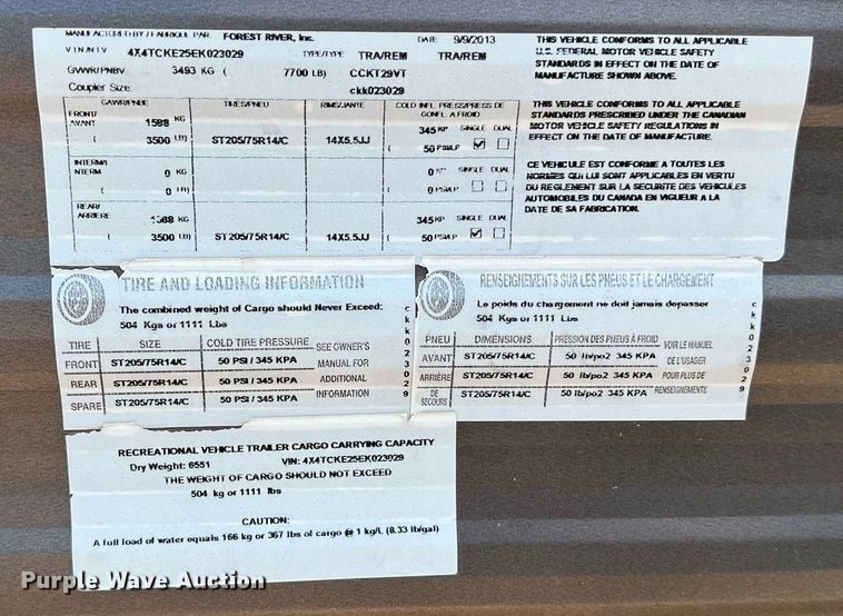 image for item DO2491 2014 Forest River 29VT Grey Wolf Limited camper
