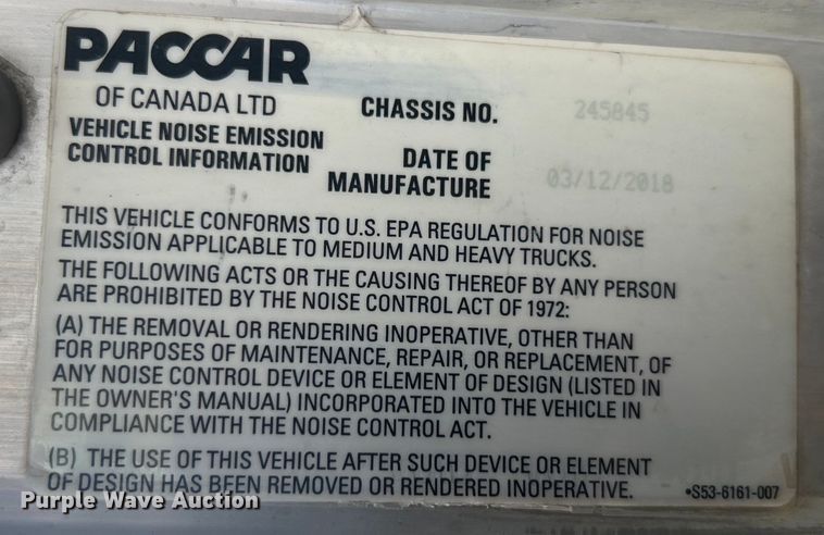 image for item DO6655 2019 Kenworth T370 truck cab and chassis