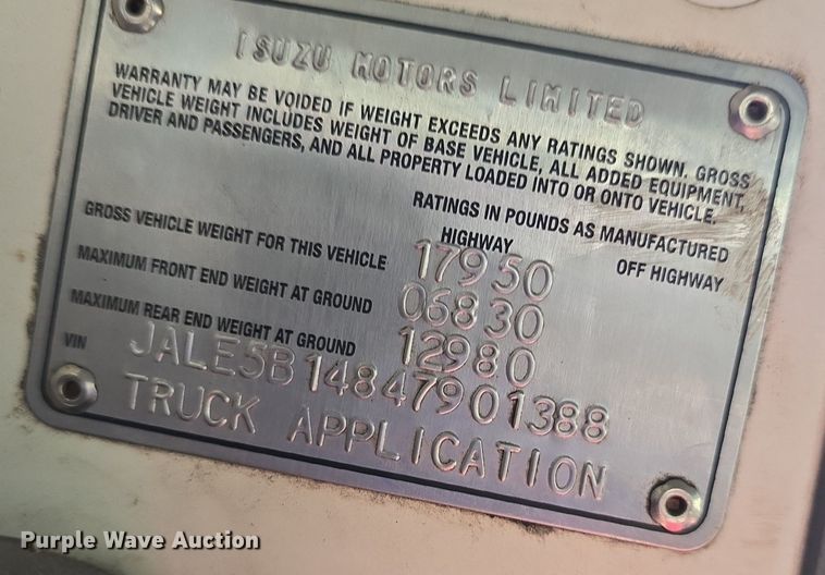 image for item DQ5139 2004 Isuzu NQR box truck