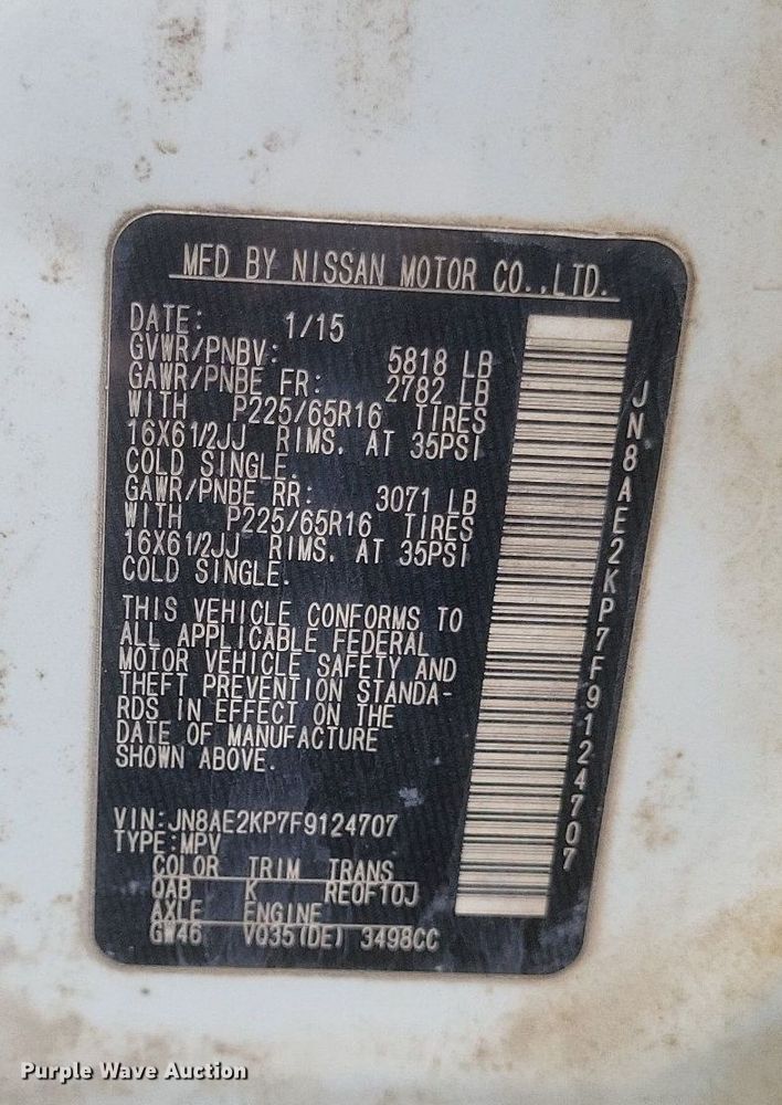 image for item DR4936 2015 Nissan  Quest  van