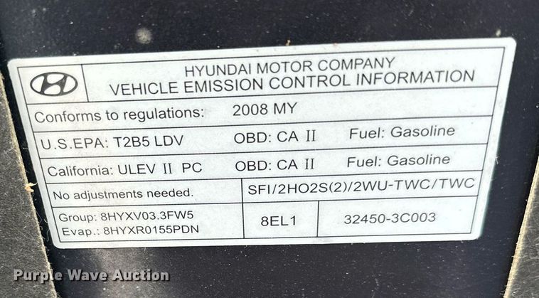image for item DS4240 2008 Hyundai Sonata 