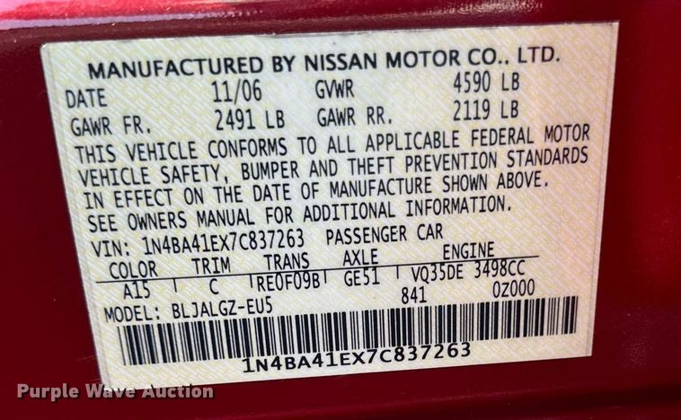image for item DS4241 2007 Nissan Maxima 