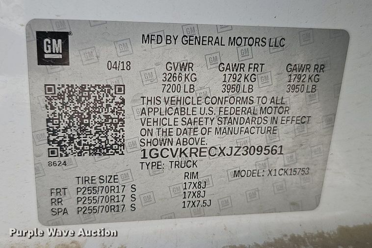 image for item DS4709 2018 Chevrolet Silverado 1500 Double Cab pickup truck