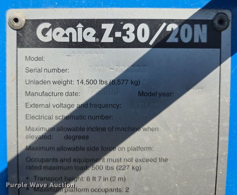 image for item DS4742 2000 Genie Z-30/20N vertical lift