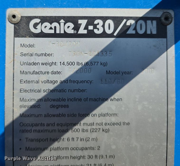 image for item DS4742 2000 Genie Z-30/20N vertical lift