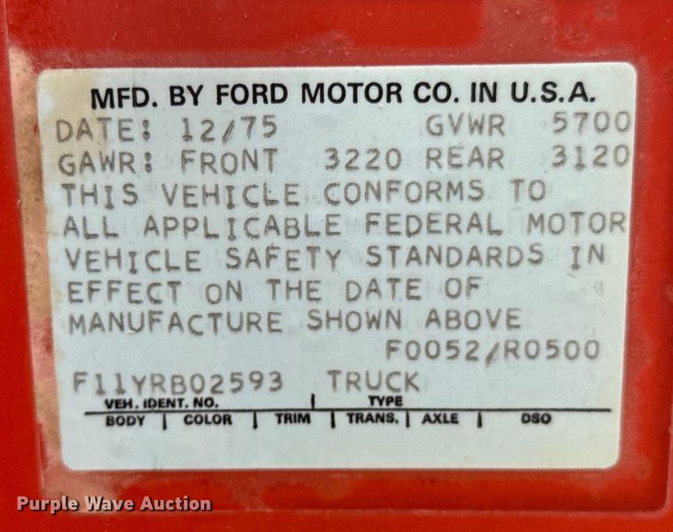 image for item DX1046 1976 Ford F100 pickup truck