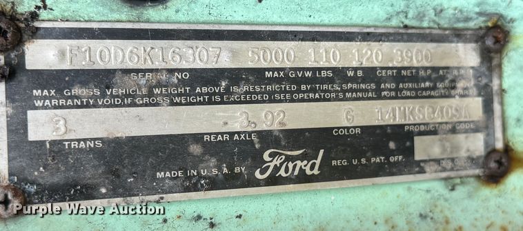 image for item DX1050 1956 Ford F100 utility bed pickup truck