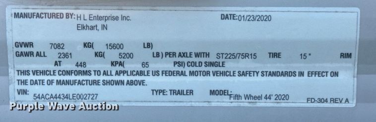 image for item DX1074 2020 Premier camper