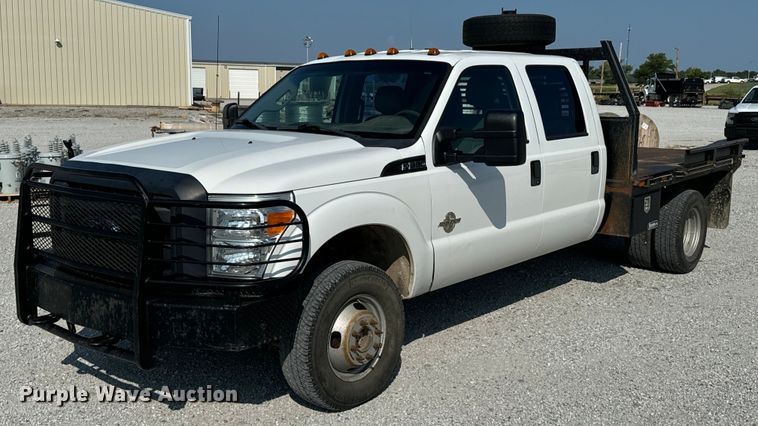 image for item DX1103 2012 Ford F350 Super Duty XL Crew Cab flatbed pickup truck