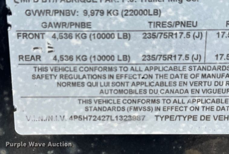 image for item DX3458 2020 PJ Gooseneck LD equipment trailer