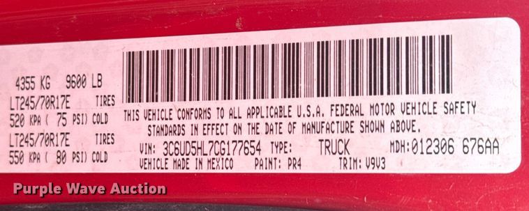 image for item DX3559 2012 Dodge Ram 2500HD Crew Cab flatbed pickup truck