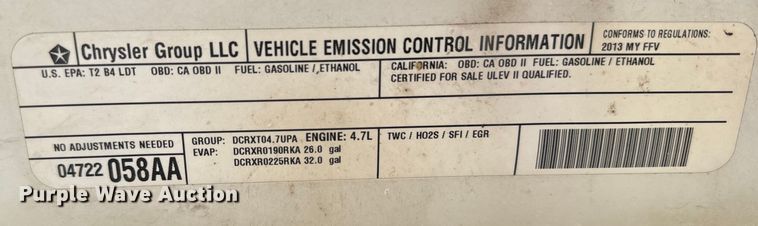 image for item DX3562 2013 Dodge Ram 1500 pickup truck