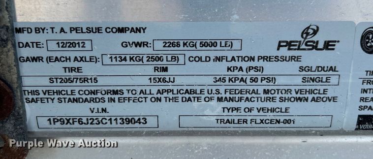 image for item EG0907 2012 T.A. Pelsue  Co. FLXCEN-001 fiber optic trailer