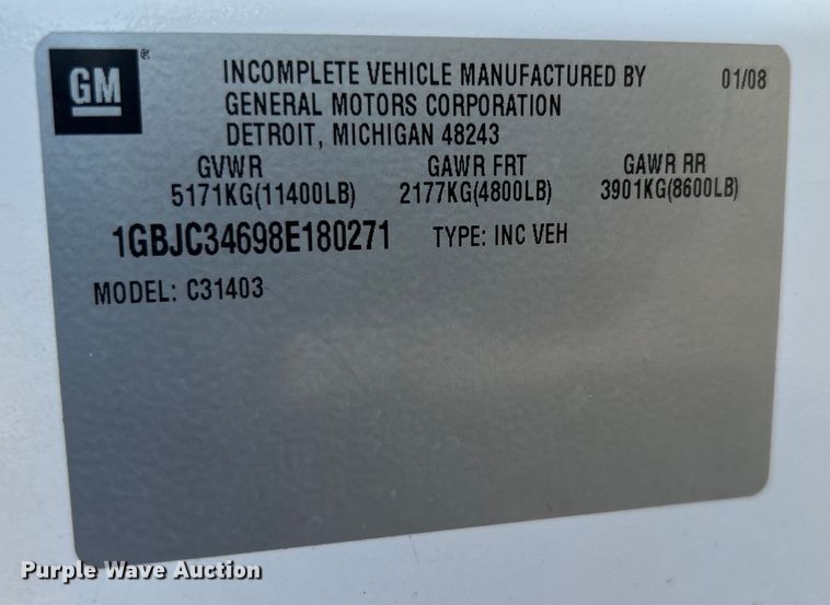 image for item EG0919 2008 Chevrolet  Silverado 3500HD flatbed pickup truck