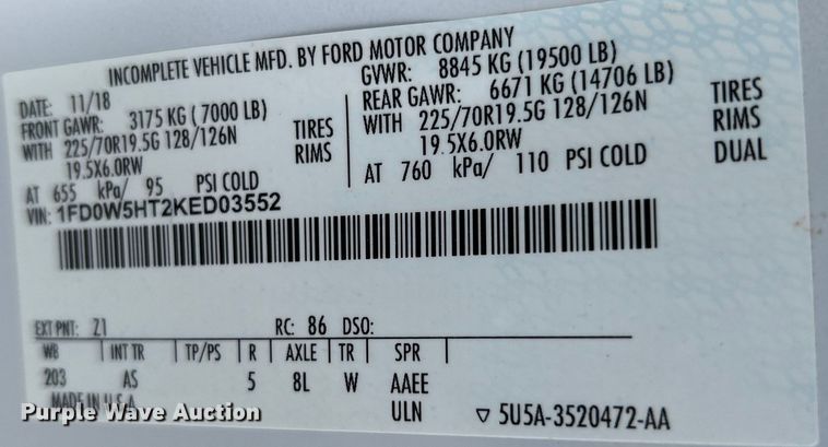 image for item EG0928 2019 Ford F550 Super Duty Crew Cab winch truck