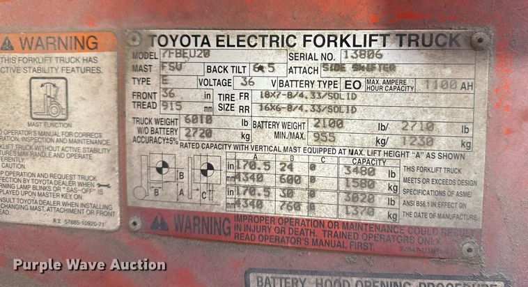 image for item EH4422 2006 Toyota 7FBEU20 forklift