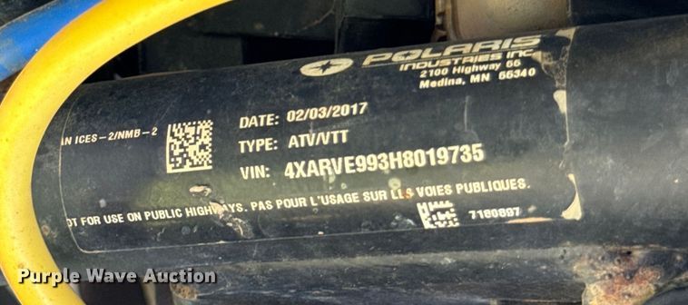 image for item EH6978 2017 Polaris  Ranger 1000 XP utility vehicle