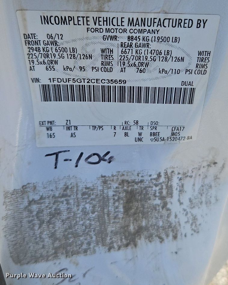 image for item EI8230 2012 Ford F550 Super Duty XL utility / service truck