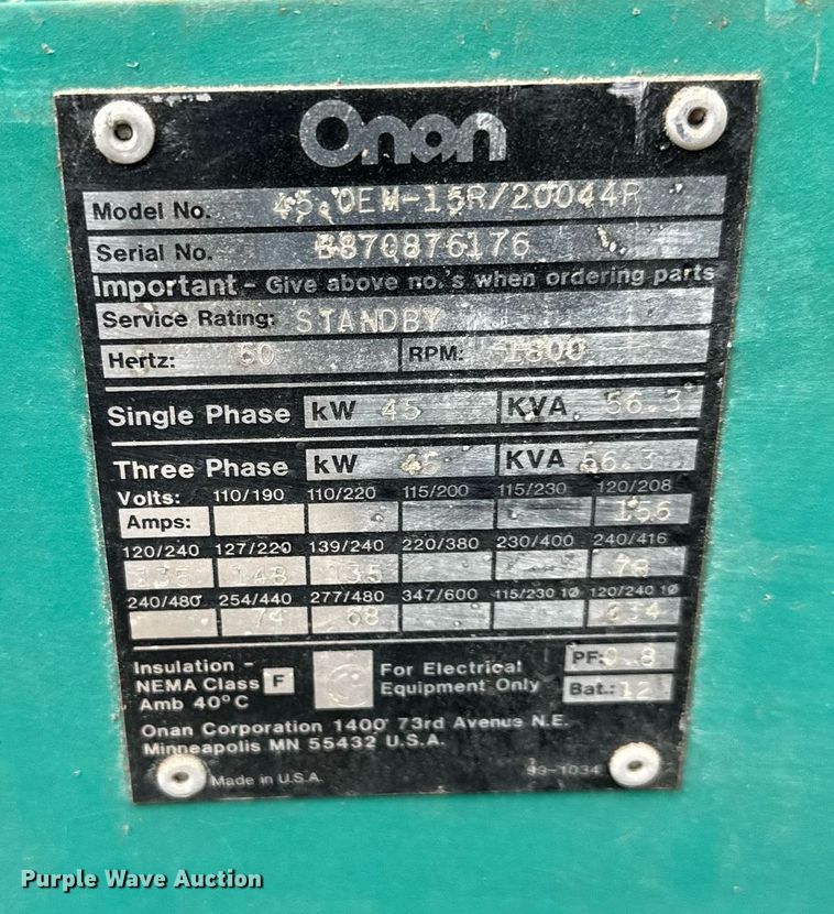 image for item EJ7183 Onon  45 generator